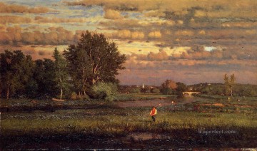 tonalism tonalist Painting - Clearing Up landscape Tonalist George Inness